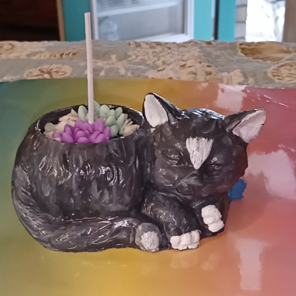 Handmade Concrete Cat Soy Candle